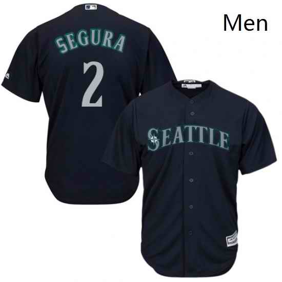 Mens Majestic Seattle Mariners 2 Jean Segura Replica Navy Blue Alternate 2 Cool Base MLB Jersey